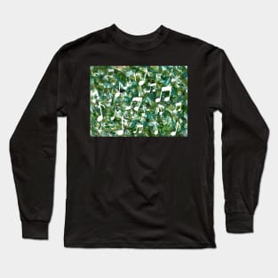 Jungle Boogie | Green Watercolor Music Note Silhouettes Long Sleeve T-Shirt